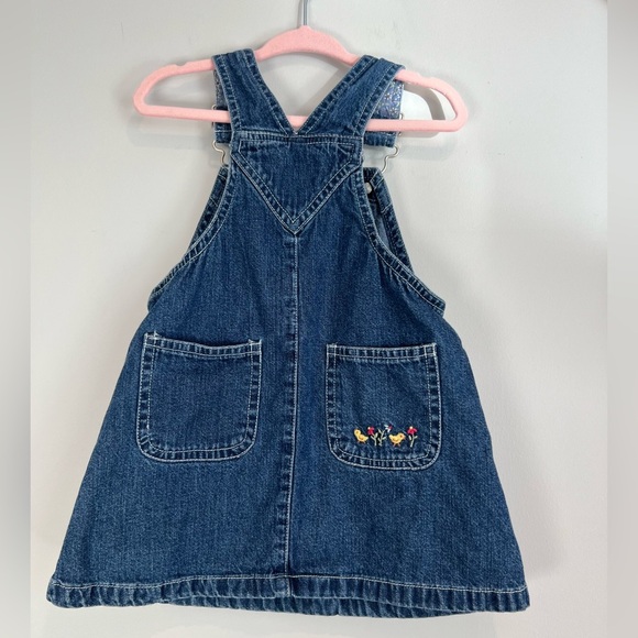 Vintage Cherokee Denim Skirtall Chicken Farm Theme Overalls 12M Baby Girl - Picture 3 of 7